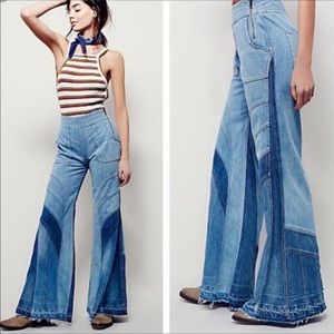Free People Tidal Wave patchwork flare pants